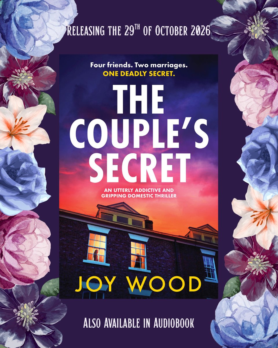 Joywoodauthor's tweet photo. I'm delighted with the cover reveal for 'The Couple's Secret'.  
Four friends -two marriages - one deadly secret! Available to pre-order. Release date 29th October. https://t.co/UnFANnuRW5 https://t.co/oXfyNIu5Uq