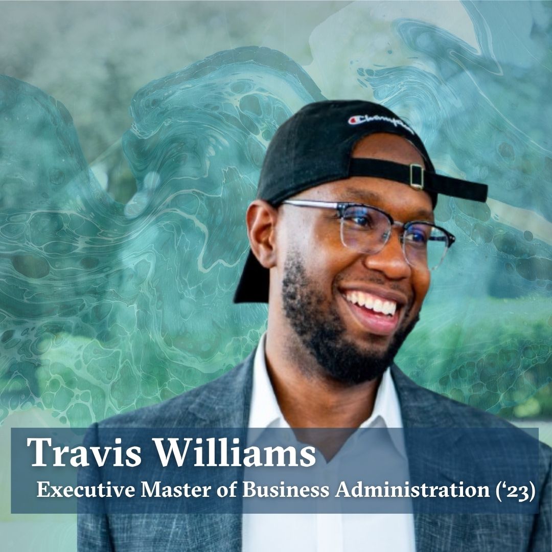 JUbusiness's tweet photo. #Alumni Spotlight! Travis Williams, #EMBA '23, says, "Since completing the program, I've made multiple leadership advancements...The  program was a major contributor to my readiness to step into these roles." https://t.co/XY2vjdtfzs
