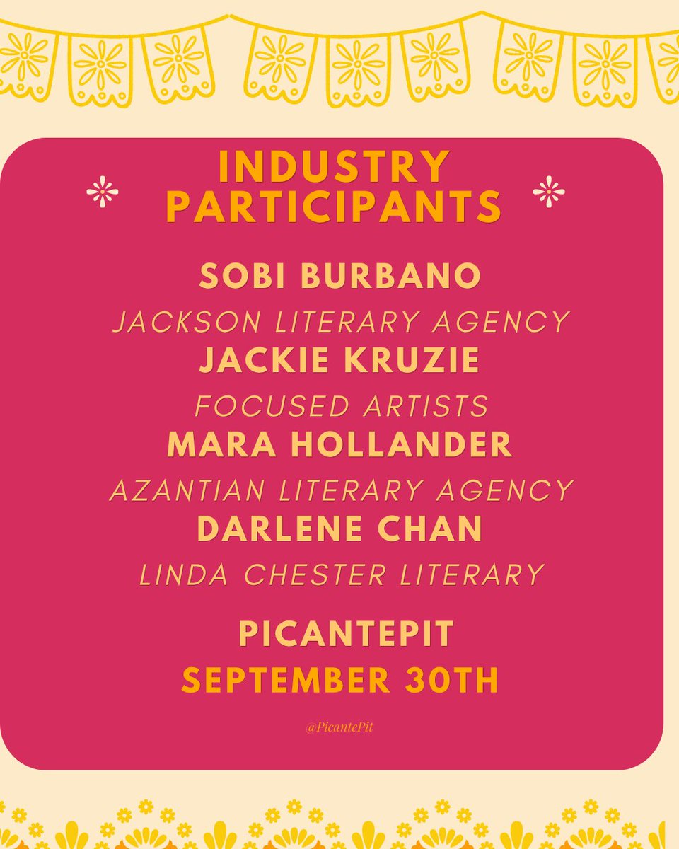 PicantePit's tweet photo. With only a week left until #PicantePit here is the list of #litagents that will be participating here across both X and 🦋☁️

If any agents would like to participate in an event for latinx writers, let us know in the l!nk below!

https://t.co/Mh9Uf7V6Cw https://t.co/fzzuXLE5I0