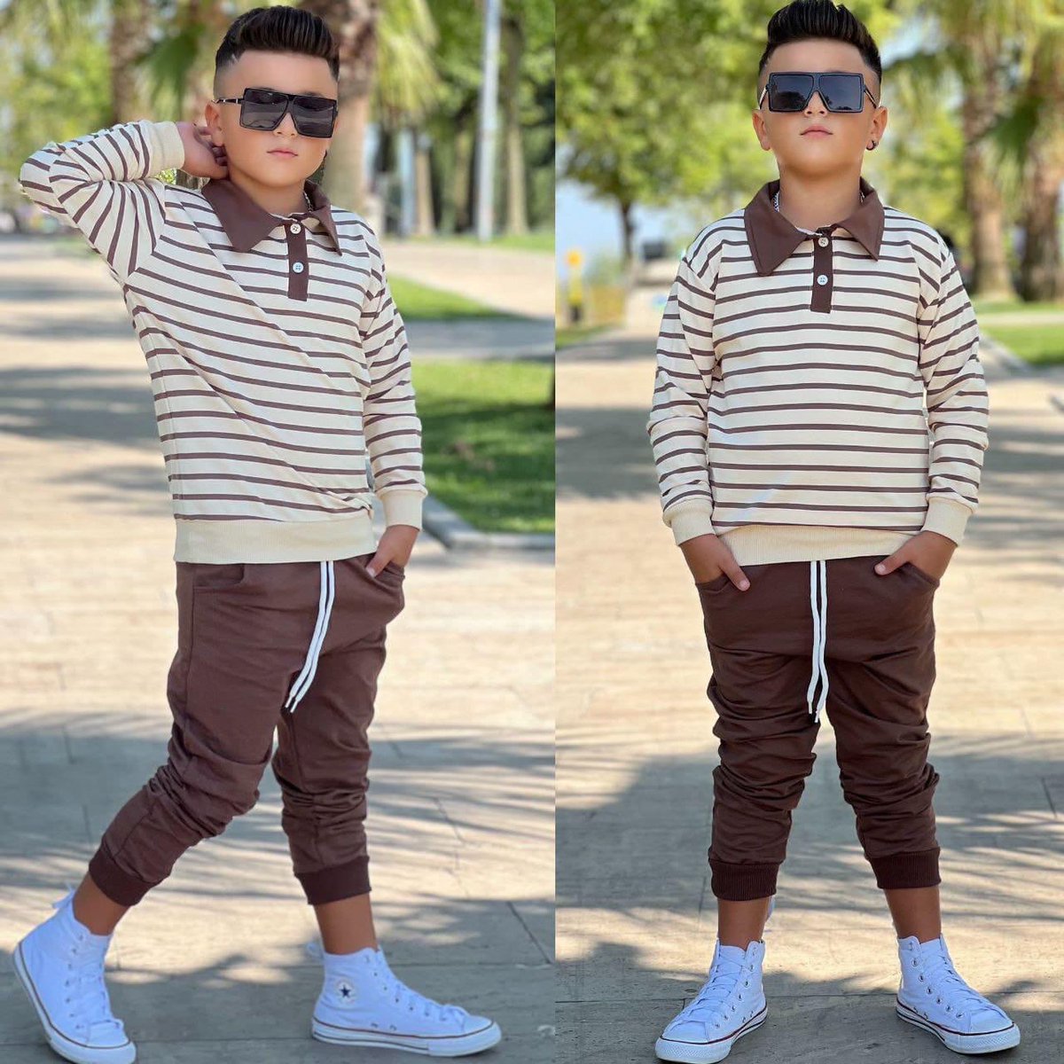 obm1999's tweet photo. Classy vibes only. New boys’ striped polo set: long-sleeve polo shirt and jogger pants. Minimal stripes, comfortable fit, and perfect for everyday wear. Sizes 8–16 years. Delivery across Lebanon. Order by DM or WhatsApp 78 868 280. https://t.co/0xIkQWC51e