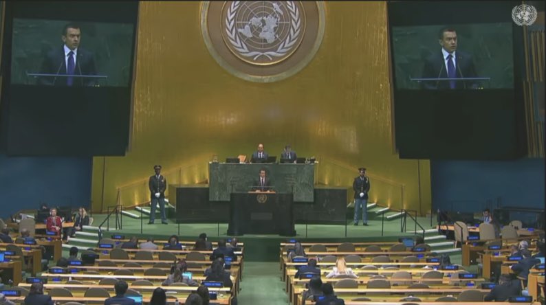 NoemiCabreraCh's tweet photo. Un auditorio prácticamente vacío escuchó el discurso de Daniel Noboa en la ONU. Si en Ecuador tiene una gestión tan mal vista internacionalmente, es difícil pensar que los líderes mundiales quieran prestarle atención 👀 https://t.co/okHEYMkVJV