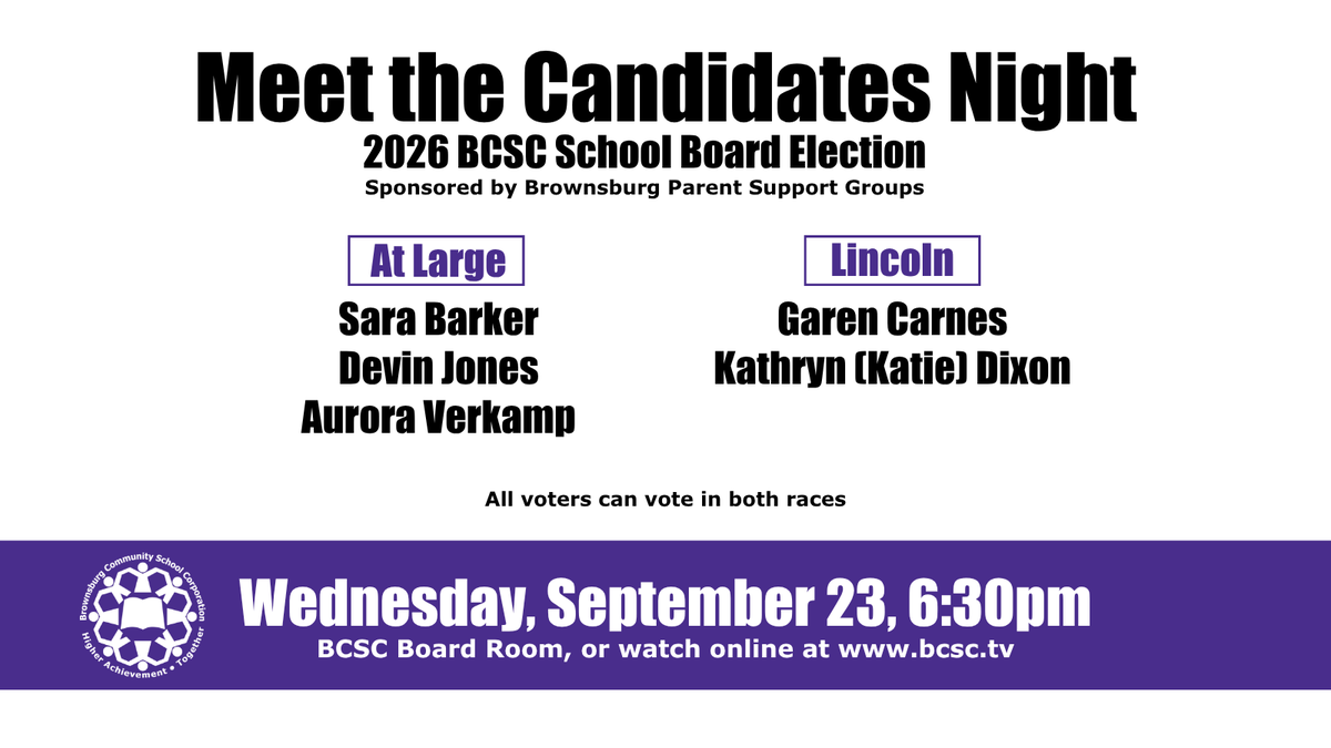 BBurgEdFdn's tweet photo. Learn more about the candidates running for @Brownsburg_CSC  School Board by attending tonight or watching online at https://t.co/qnTNWkSLdC https://t.co/YS5MfdInTE