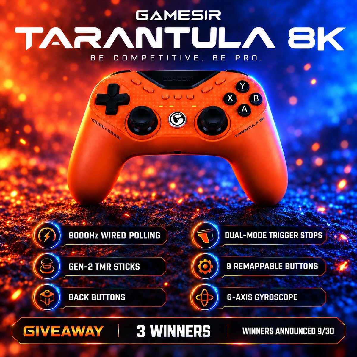CoDClipped's tweet photo. Teaming up with @mygamesir to giveaway 3 Tarantula 8k Controllers! (TMR sticks, back buttons, trigger stops, Ultra fast response, lightweight, &amp; remappable buttons)

How To Enter:
- Follow @CoDClipped and @mygamesir 
- Retweet and Like this post

Winners will be announced 9/30 🎮 https://t.co/rDgrvVcizF