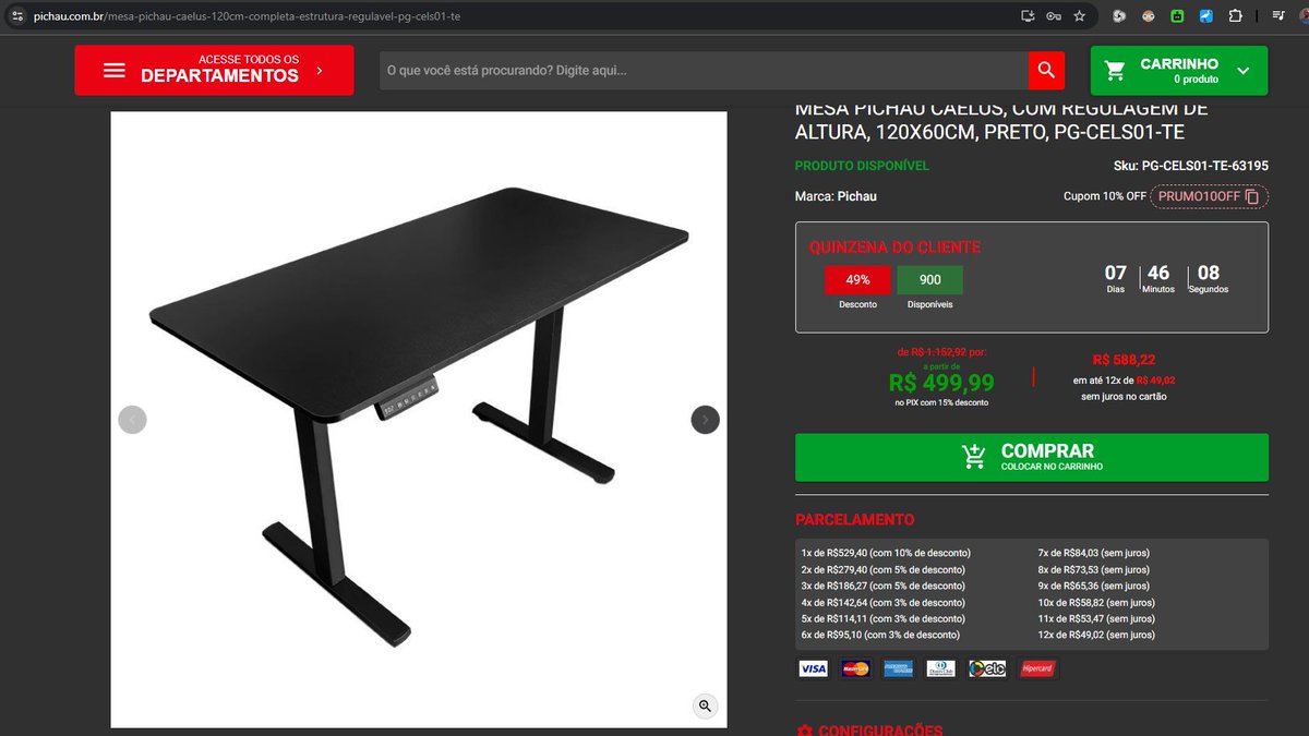 itsrafaelleal's tweet photo. Me rendi à palavra da MESA SOBE DESCE.
Não aguento mais ficar 12h sentado.
E  ta R$ 450 na @pichauoficial 
*( quando lançou era uns 2 mil ) https://t.co/FRiBV5J8IY