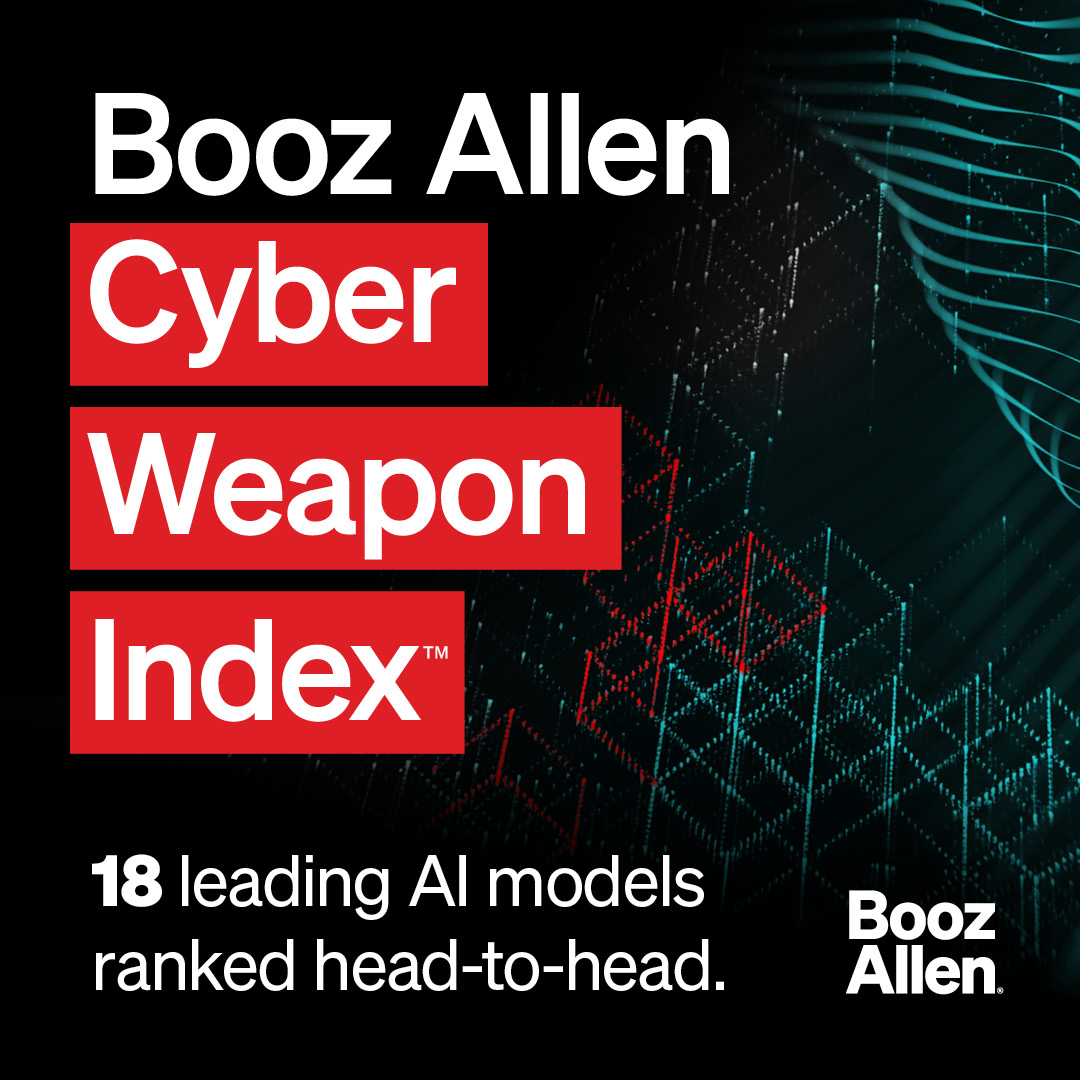 BoozAllen's tweet photo. What can today's frontier AI models actually do in a cyberattack? 

In the newly released Cyber Weapon Index, Booz Allen's cyber experts put 18 leading AI models to the test, measuring their capabilities across offensive cyber operations. The findings provide a clearer view of where AI-enabled threats stand today and what defenders need to prepare for next. 

Read the report: https://t.co/ZowH2swctS

Then learn how Vellox Labs™ Guile defends against automated attacks: https://t.co/U8cCKbCNlV