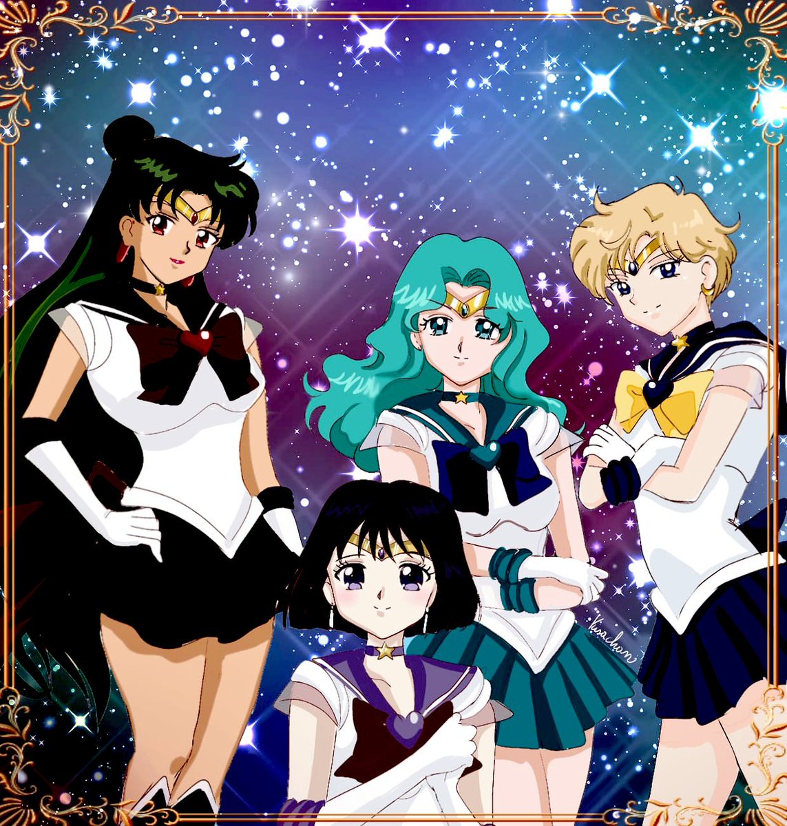saradimaro1's tweet photo. I've been wanting to design all the outerwear together for a long time. I mixed 90s style with a more modern one. I don't know if it's a good idea, but it's not bad, right? #outersenshi #sailoruranus #sailorneptun #sailorsaturn #sailorpluto https://t.co/CMXNHxIi6i