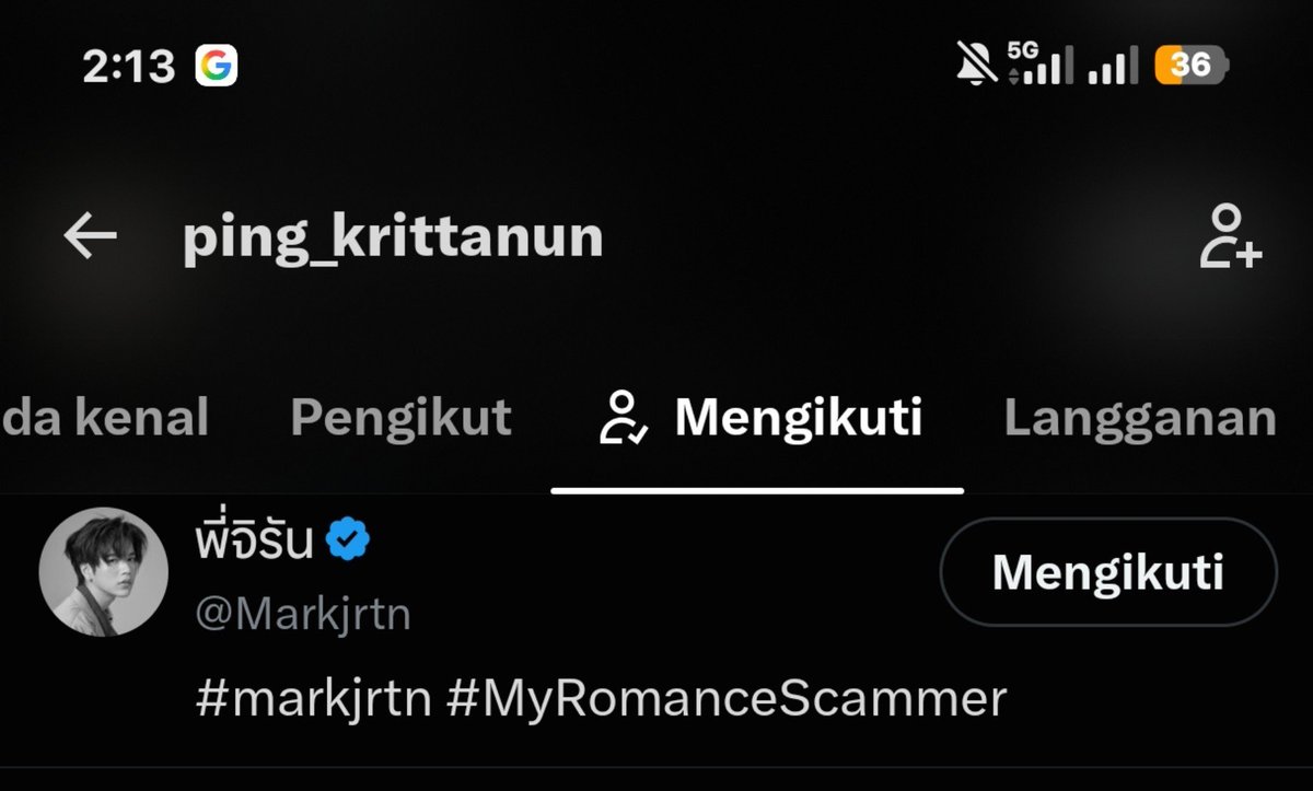 jumarkmo's tweet photo. juniormark and ping follow each other huhuhu i hope i'll get moment juniormark with ping as they son in starlympics 2026😭

@jnnrrs @Markjrtn @PKrittanun https://t.co/f4LbUlfuUi