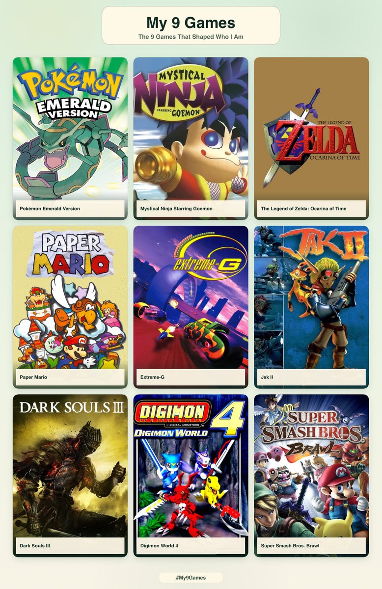 Goochdolphin's tweet photo. 9 games that shaped me growing up~

honestly it’s kinda hard narrowing them down to just 9 https://t.co/ooeigtefyY