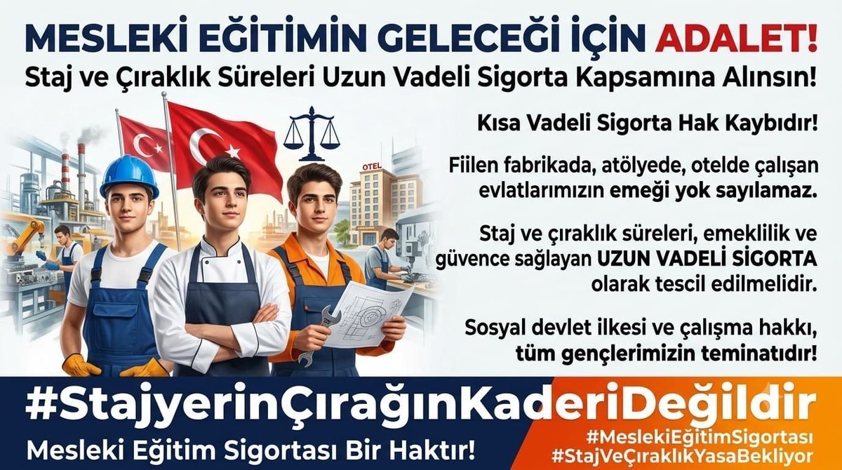 STAJMADURLARID1's tweet photo. Geçmişte staj ve çıraklık kapsamında çalışıp sigorta başlangıcı emeklilik hesabında dikkate alınmayan vatandaşların mağduriyetlerinin çözümü talep ediliyor.
@Yusuf__Tekin @CelileErenOKTEN @CihadDemirli @bllmct40
Mesleki Eğitim Sigortası
#StajyerinçırağınKaderiDeğildir https://t.co/o5yb7GFxXG