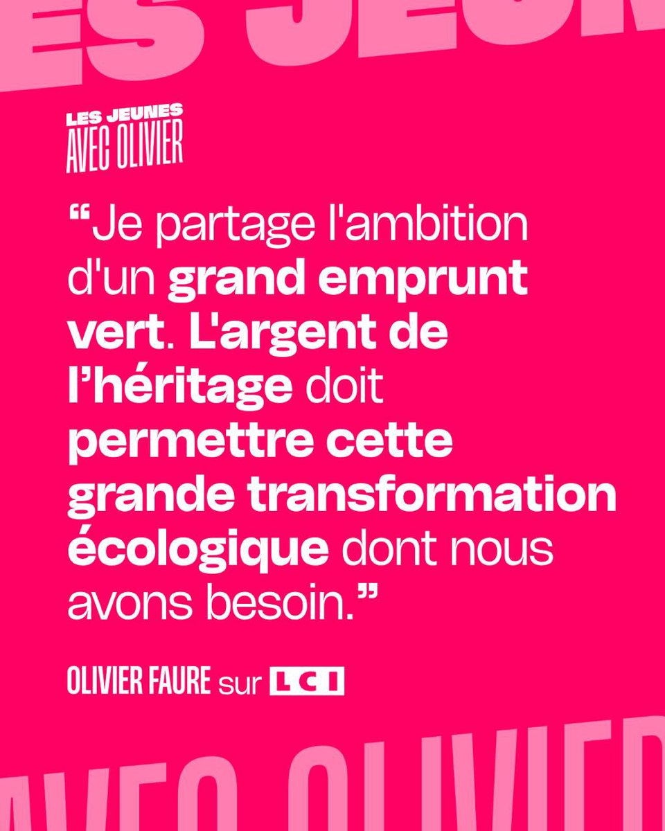 JeunesavecOF's tweet photo. « Je partage l’ambition d’un grand emprunt vert. L’argent de l’héritage doit permettre cette grande transformation écologique dont nous avons besoin. »

#AvecFaure2027 https://t.co/VnGWI1eKs9