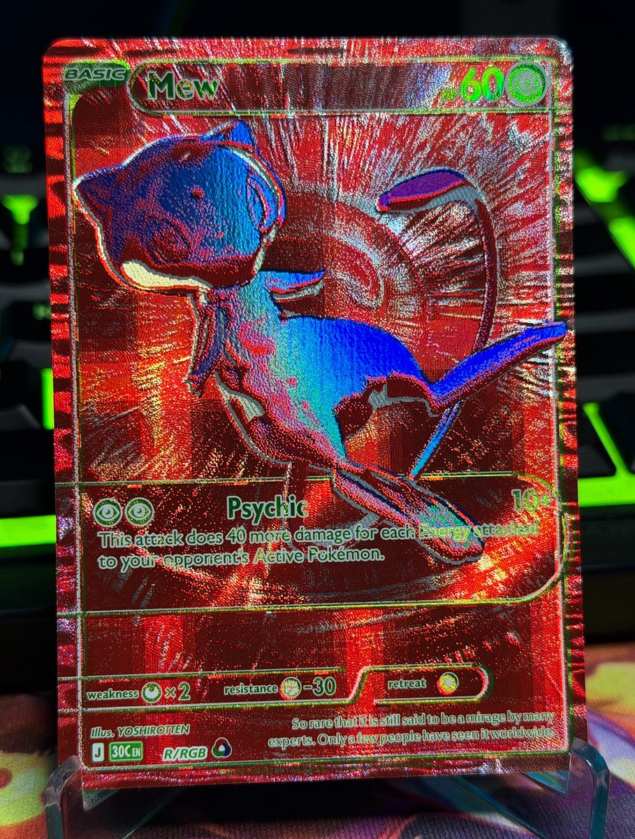 LordCharizard33's tweet photo. Been thinking about it for several days and I think I have decided to hang onto this card and eventually get it graded.    

Could I make a quick flip right now?   Sure, but I feel these three Mew cards will be some of the most wanted cards ever in the history of the TCG especially as time goes on.