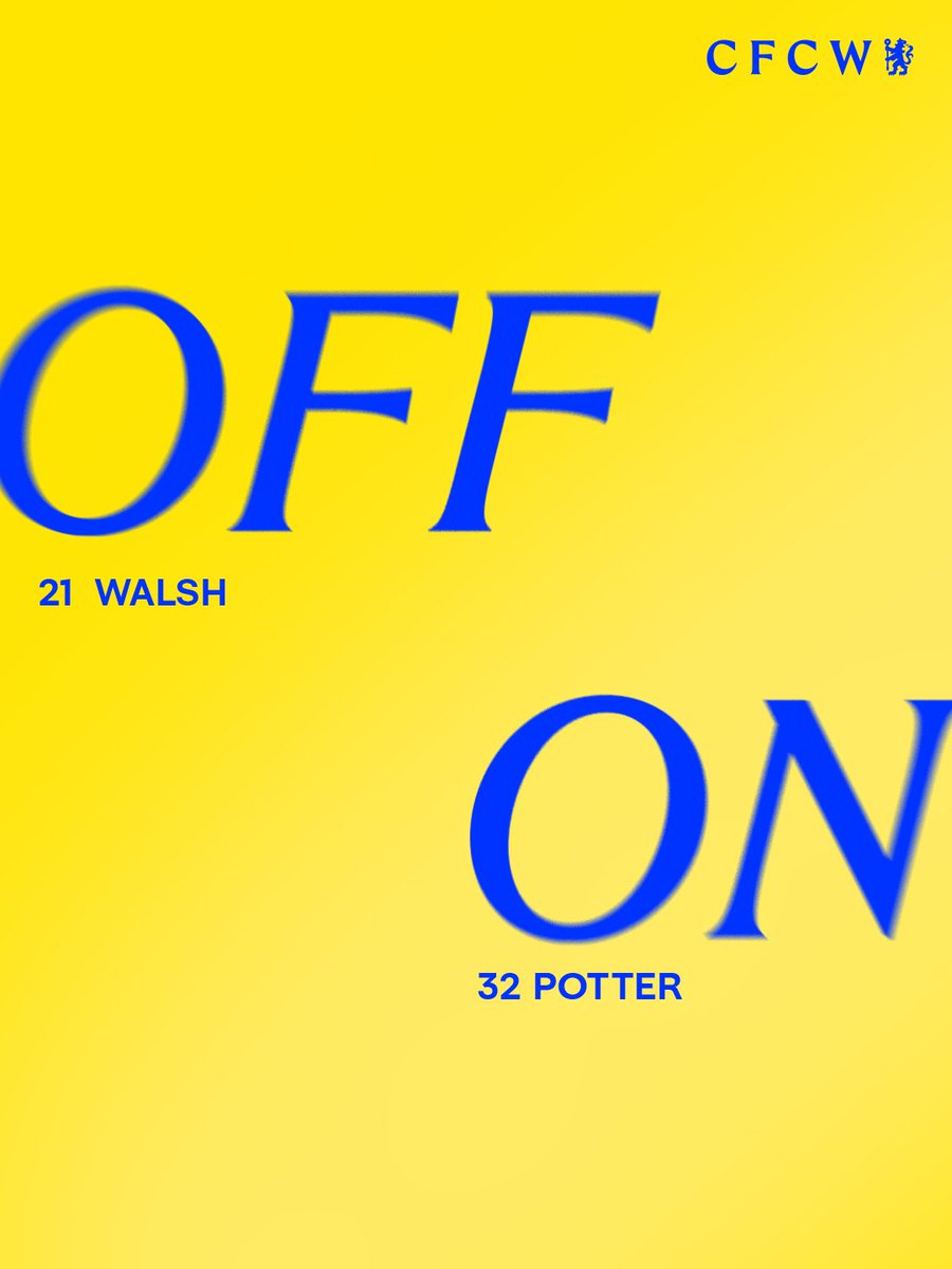 ChelseaFCW's tweet photo. We are forced into an early change as Walsh comes off for Potter. 

🔵 1-0 ⚪️ [20'] #UWCL https://t.co/ejmA3Ct3kL