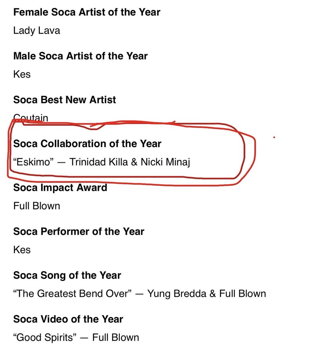 GEMINI_STAR22's tweet photo. Congratulations to Trinidad killa and @NICKIMINAJ for winning Best Soca collab of the year 🇹🇹🔥🎉💕 https://t.co/BotEeeQkx5