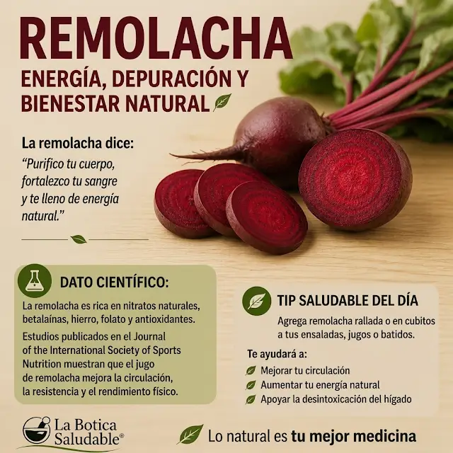 BoticaSaludable's tweet photo. Hoy compartimos con mucha energía a la super 💜 REMOLACHA — Vitalidad y Sangre Viva. La remolacha dice: “Soy la raíz que despierta tu energía interior. Cuando me eliges, tu sangre canta y tu cuerpo florece.” https://t.co/Dy1O2X9x7R... https://t.co/bn3w9foatw