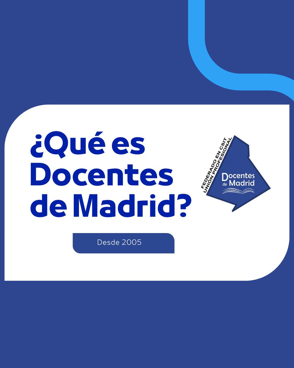 docentes_CSIT's tweet photo. En Docentes de Madrid llevamos desde 2005 trabajando por y para el personal educativo de la Comunidad de Madrid. Nos alejamos de la confrontación vacía para centrar nuestros esfuerzos en lo que verdaderamente importa: tus derechos, tu salud y tu tranquilidad en el aula. https://t.co/025yO821gN