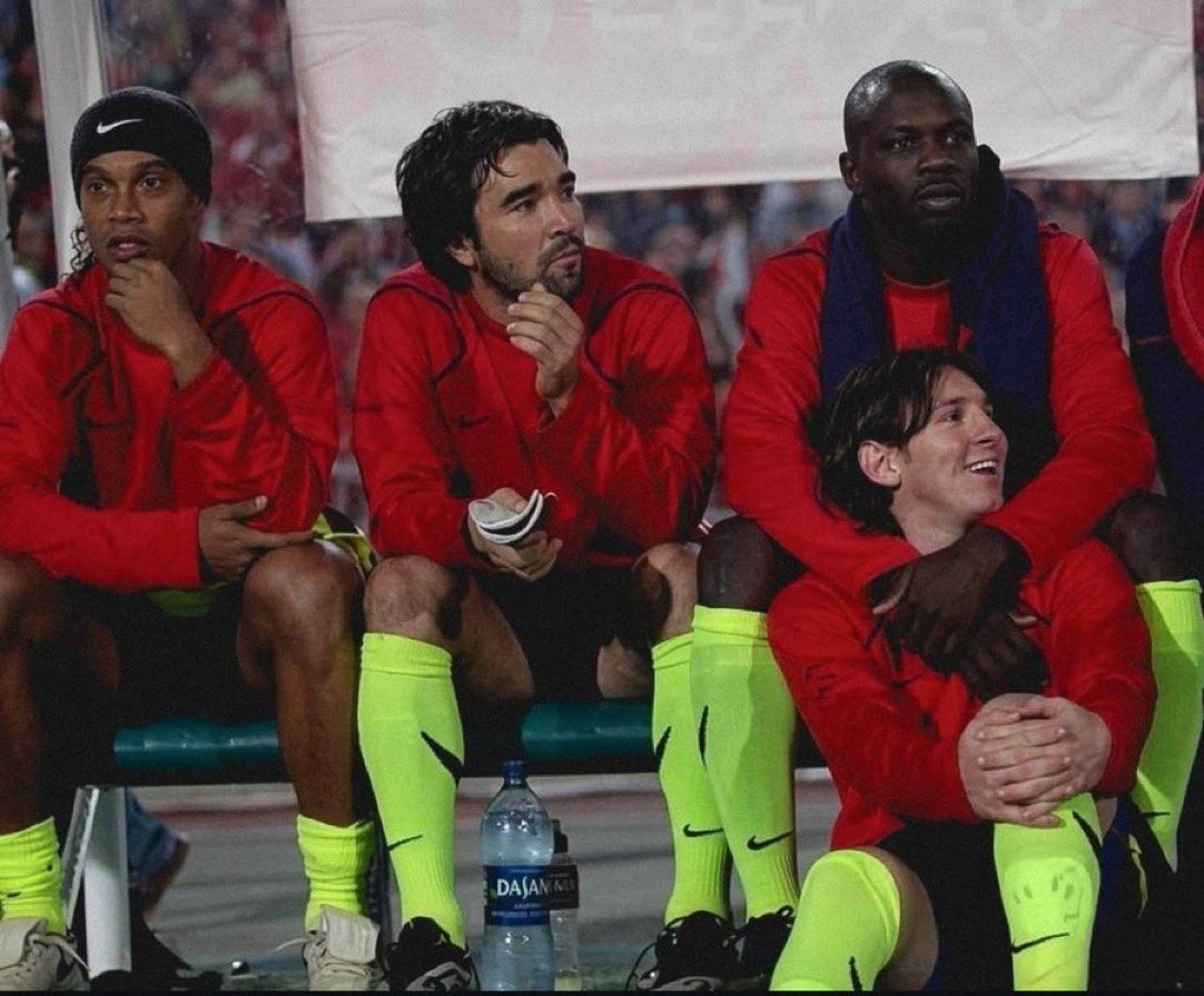 yekaball's tweet photo. Tell me the name of the player holding Lionel Messi 

Hard one 😂 https://t.co/Iy87uDEYZE