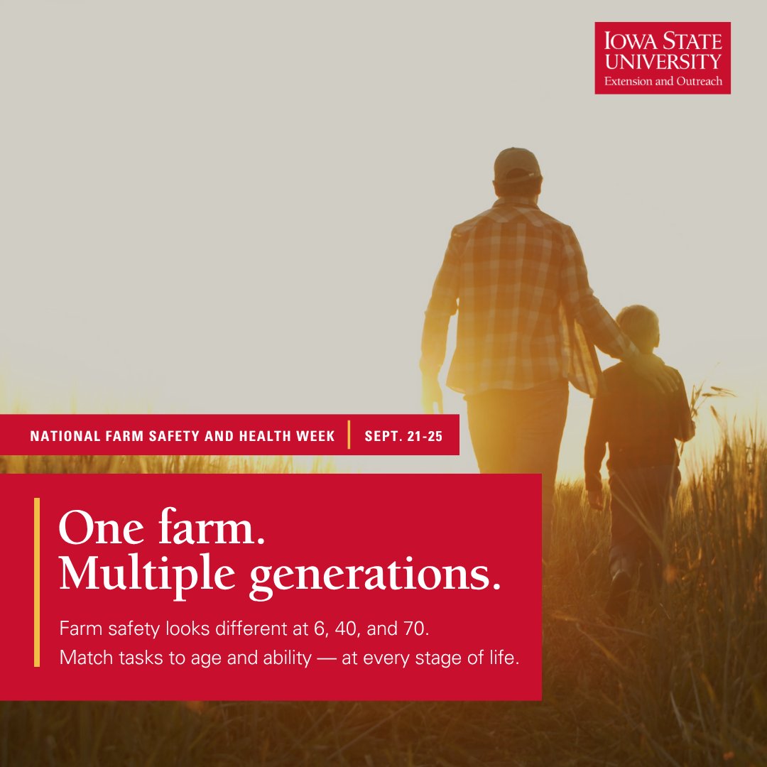 ISUANR's tweet photo. 👨👩👧👦 Farm safety isn't one-size-fits-all — it changes as family members grow up and grow older. A few small adjustments can keep everyone safely involved at every age. #FarmSafetyWeek #NFSHW26
👉 https://t.co/XxQnTnY8uY https://t.co/W08RVg7m8G