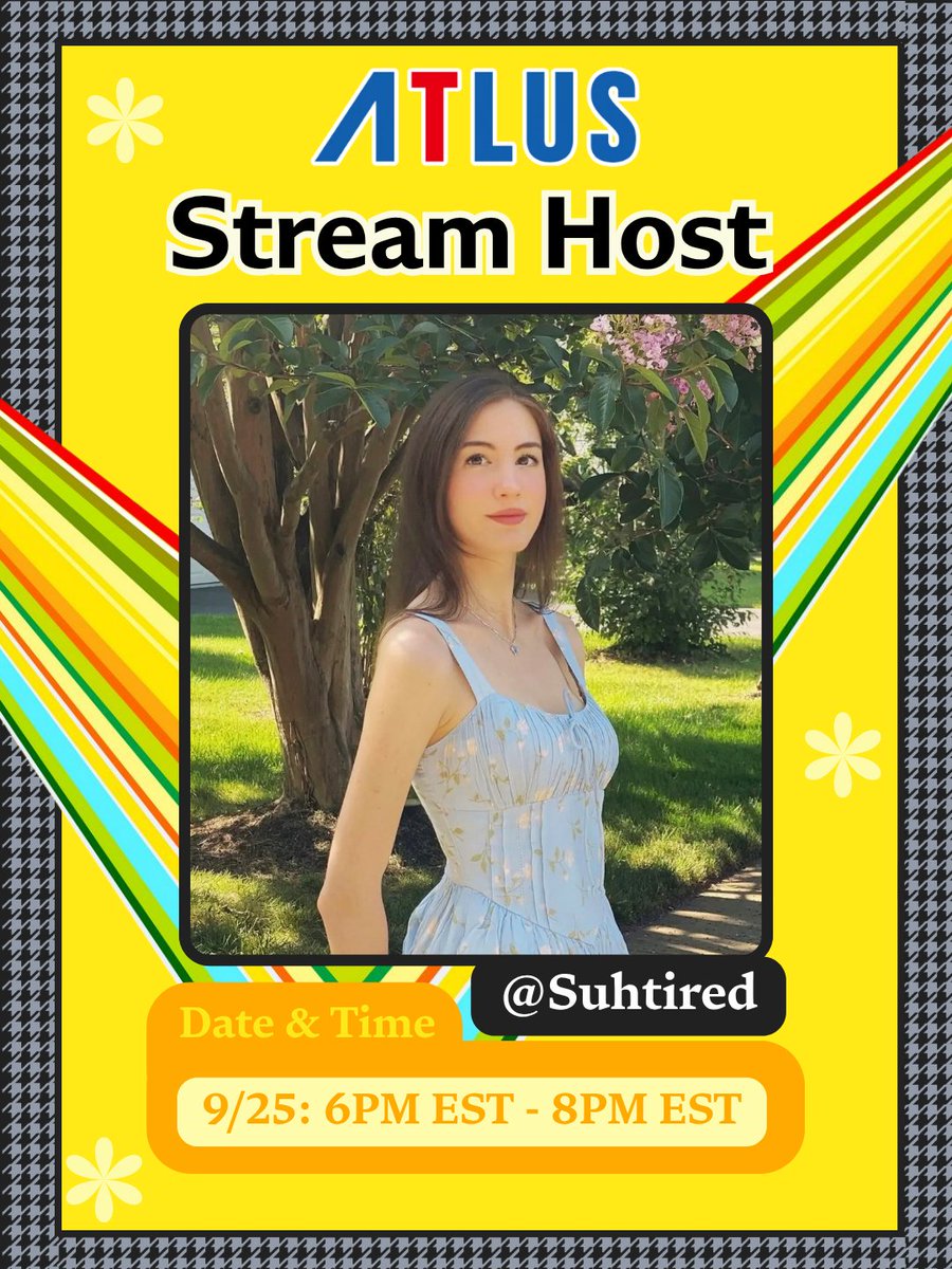 Suhtired's tweet photo. ✨BIG ANNOUNCEMENT✨

I will be streaming on @Atlus_West Official Twitch channel this Friday (9/25) from 6pm-8pm EST! Tune in to hang out while I play Persona 4 Golden 📺🩷

More details coming soon! https://t.co/uxTqyjjpI1