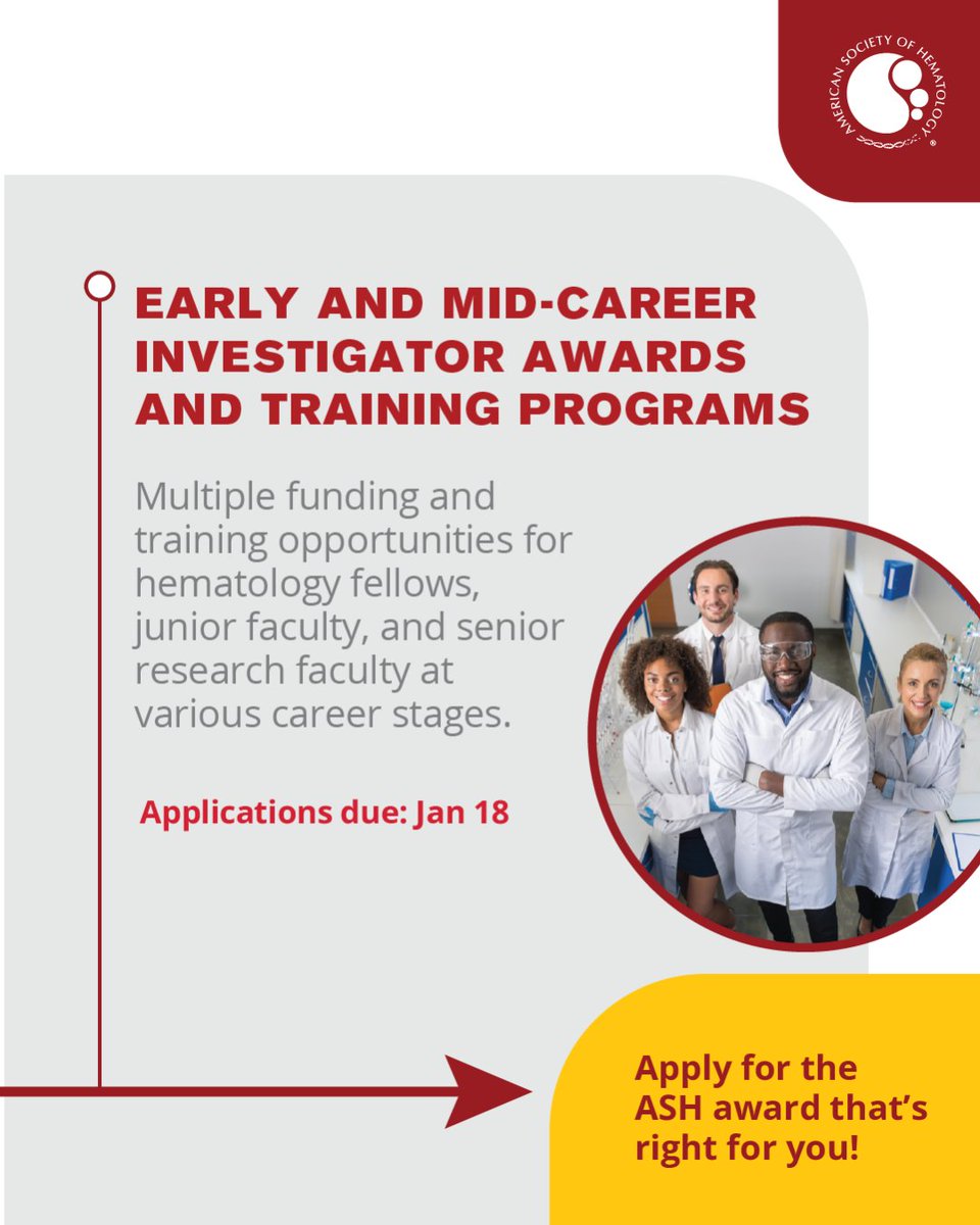 ASH_hematology's tweet photo. In response to ongoing threats to research, ASH has more than  doubled its awards investment to nearly $50 million, supporting 3,500+ opportunities. 

Research careers start here. Apply or share: https://t.co/Ado9gzgxjA  

#ASHAwards #MedTwitter #Fight4Hematology https://t.co/853oue7xGz