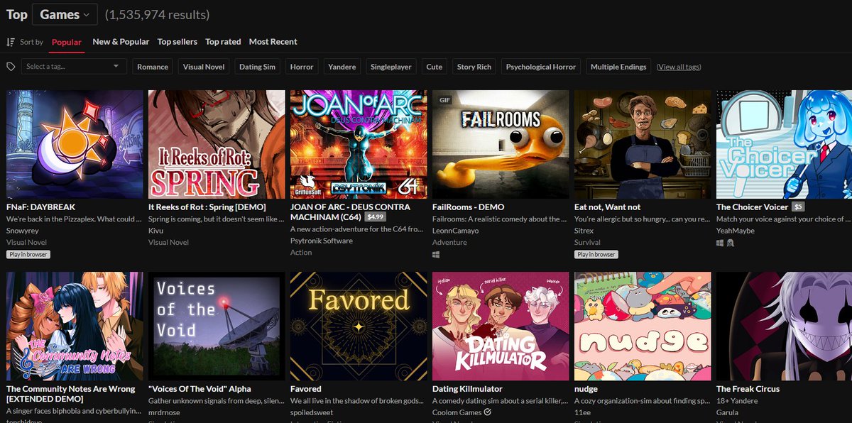 snowyrey's tweet photo. DAYBREAK IS CURRENTLY NO 1 IN POPULAR GAMES ON ITCHIO WOOHOOOOOOO

WHERE ON EARTH ARE YALL COMING FROM LOL https://t.co/GeqIrhQscD