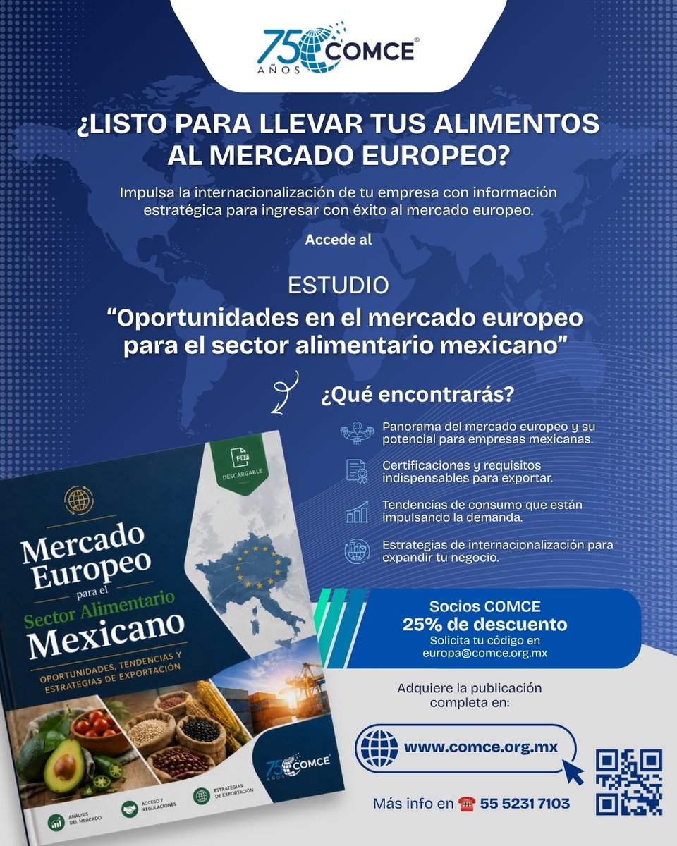 ComceOficial's tweet photo. Conoce el estudio “Oportunidades en el mercado europeo para el sector alimentario mexicano”, una herramienta que te permitirá identificar oportunidades y conocer mejor las condiciones para ingresar al mercado europeo.

https://t.co/iUZHZHaTmb https://t.co/8OexC0OPif