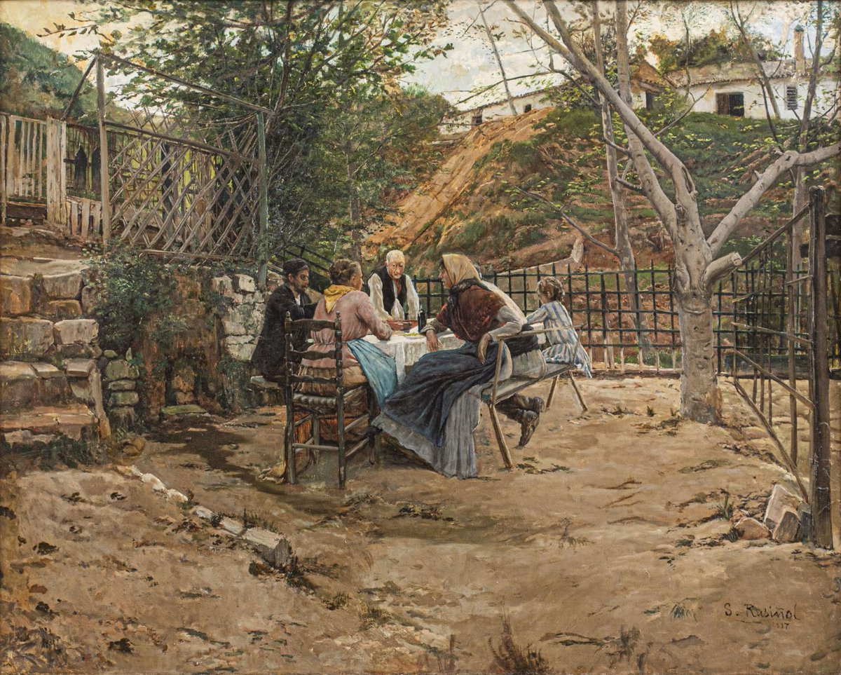 velasc_alberto's tweet photo. Surt a subhasta un oli impressionant d Santiago Rusiñol, La Cargolada (1887). Ambientat a Montjuïc, forma part d'una producció del pintor centrada en temes populars. 

El darrer quadre d'aquest tipus q ha sortit a subhasta ha acabat al Museo Reina Sofía.

https://t.co/TTGrbM83BO https://t.co/NAIsuqBQ6e