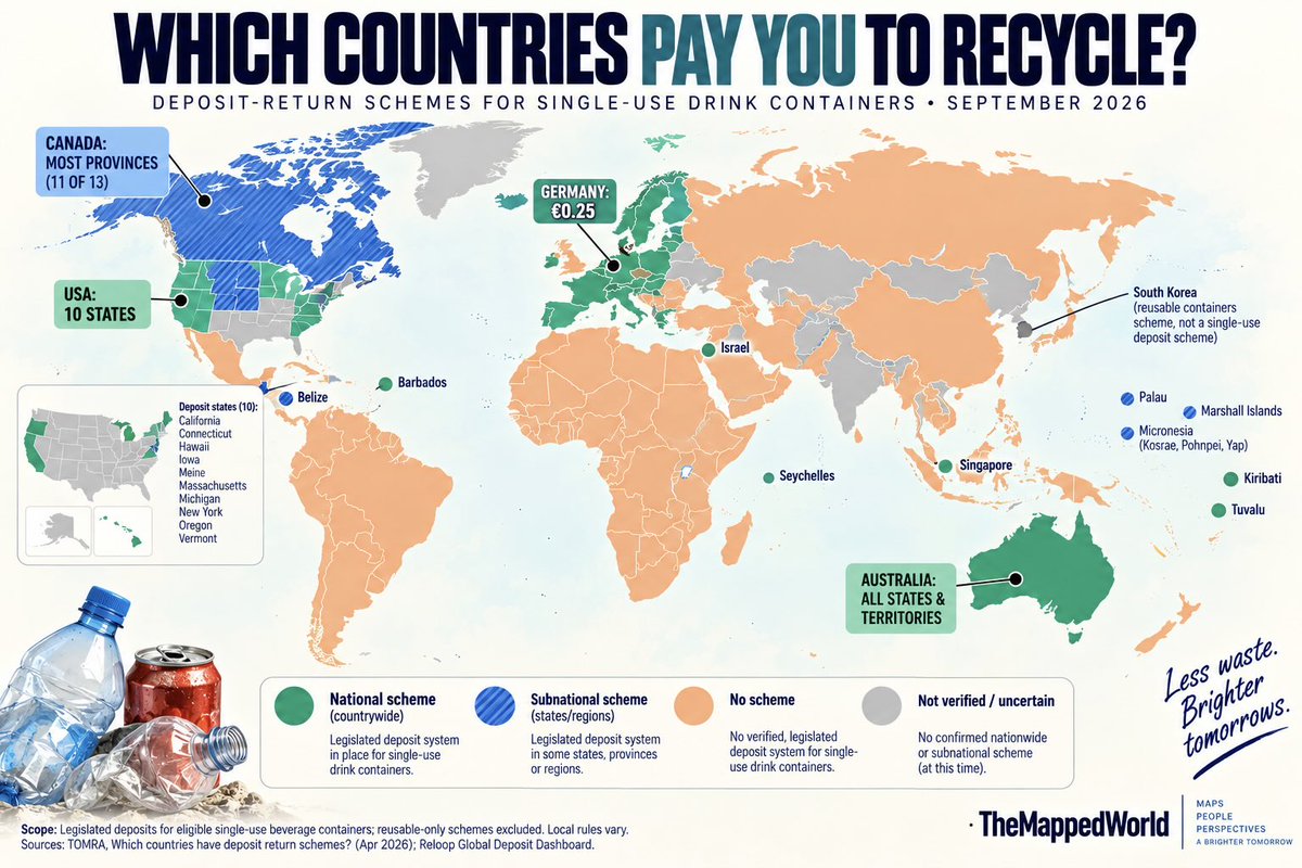 TheMappedWorld's tweet photo. @stats_feed Does your country have a deposit system? https://t.co/O37jOB8sBT