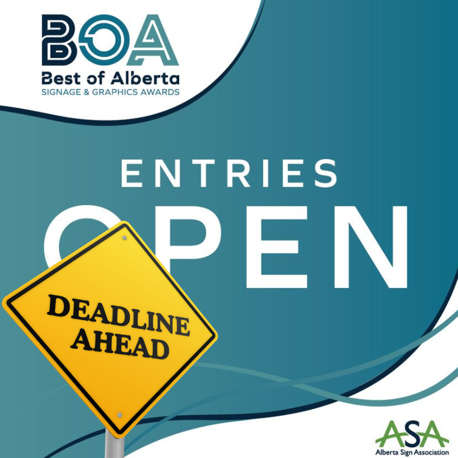 ASA_Signs's tweet photo. ⏰The deadline is THIS FRIDAY, September 25!

Submit a project your team is proud of for the 2026 Best of Alberta Signage &amp; Graphics Awards.🏆

Enter here: https://t.co/ryLPNq0f0C https://t.co/F5qiIMDyva