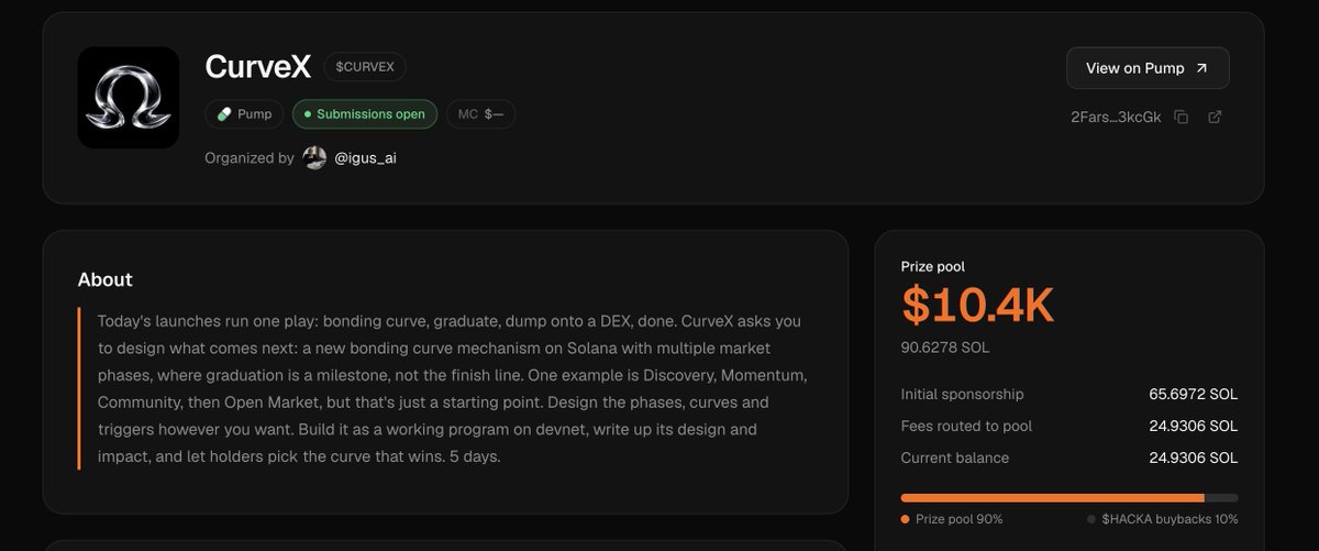 HackaLaunch's tweet photo. Over $3000 in additional prize pool winnings accumulated through the $CURVEX token!

Seems like the market really wanted to fund this idea. https://t.co/vQjYjV3eZf