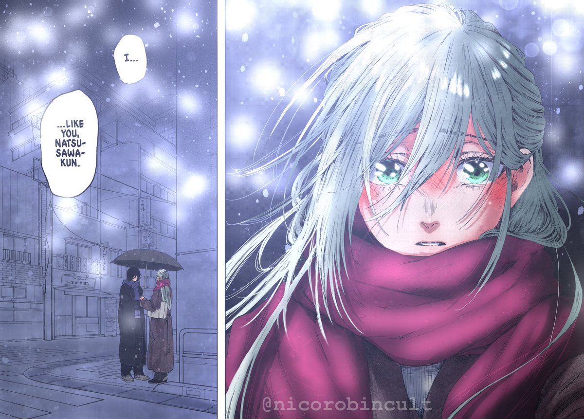 nicorobincult's tweet photo. “I like you, Natsusawa-kun.”

kaoru hana chapter 203 colored by me! https://t.co/IQu1WFoo4T