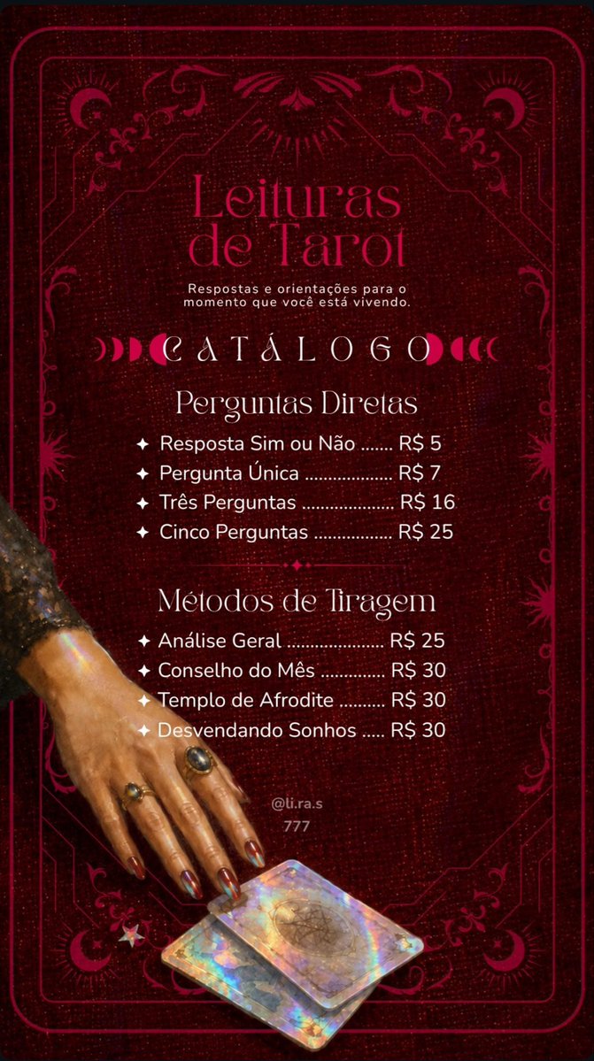 larosalira's tweet photo. ✨
mesa aberta
atendimento hoje

• perguntas a partir de 5 reais 

• contato: https://t.co/Nck1slbYlx

• + feedbacks nos comentários  tags: tiragem cartomante taróloga leitura tarot pergunta de tarot templo de afrodite templo do diabo tiragem amorosa https://t.co/4ZlksfoY2g