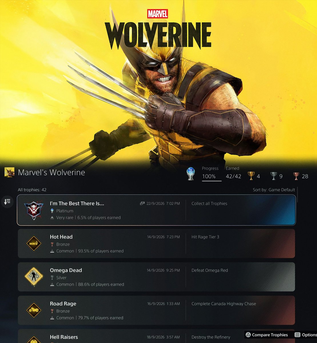 AlmightyWesker's tweet photo. خلصت Marvel's Wolverine وحللتها 100% وهنا بعطيكم رأيي الصريح بلا مجاملة واذا أعجبك الأنطباع ما استغني عن دعمك

ما يخفى عن الجميع أن Wolvrine تعتبر من أكثر الألعاب المنتظرة هذا الجيل من طرف سوني وهذا كان واضح من كم الحماس اللي شفناه بلحظة كشف اللعبة سنة 2021 لأن الشخصية محبوبة جدا ولها شعبية طاغية في عالم السوبرهيروز وأيضا المطور كان أحد أكثر الفرق المحبوبة في الصناعة وقتها

 انسومنياك يعتبر أكثر فريق مجتهد عن سوني ذا الجيل وغطى على غياب بعض فرقها العريقة زي نوتي دوق وأعطانا 3 ألعاب بميزانيات ضخمة في أقل من 10 سنوات وبالنظر لظروف الصناعة حاليا هذا يعتبر شيء مبهر ويدل على كونه فريق يعتمد عليه نظراً لإجتهاده وسرعته في تطوير الألعاب لكن مؤخراً صار واضح بالنسبة لي أن الثمن اللي دفعوه فريق انسومنياك للإنتاجية العالية ذي هو الإبداعية في ألعابهم، نعم راح يطلعون لك العاب كبيرة بمظهر خارق وأداء ثابت وممتاز في وقت قصير يحرج كل الفرق الحالية بالصناعة ولكن بنفس الوقت تجاربهم بدأت تصير نمطية جداً ومافيها شيء تشتاق له بعد ما تخلصها أو يخليك تبي تعيدها مرة ثانية

يمكن ضعف الكتابة عندهم يعتبر مثال ممتاز على كلامي يعني بالنسبة للعبة سينمائية وفيها تركيز عالي على القصة والحوارات وفيها جزئيات كلام ومشي بلا قيمبلاي فعلي ، قصة وولڤرين سيئة جداً وماقدرت تجذبني ولو بشكل سطحي لها بأي شكل من الأشكال بل أني وصلت لمرحلة من الملل كنت أبي اللعبة تخلص وبس واذا كنت تظنها حالة مستقلة فأحب اقولك لا حتى سبايدرمان 2 كانت قصتها سيئة ويبدو لي أن فريق كتابة انسومنياك بشكل عام يحتاج يراجعون أنفسهم ويحسنون من مستوى قصصهم بالمستقبل لأن مستواهم حاليا لا يرتقي للميزانية الضخمة ولا العناوين الكبيرة اللي يمتلكونها

القيمبلاي في وولڤرين جيد، جيد لا أكثر ولا أقل يعني راح تلعبه ويمكن تلقاه ممتع بالبداية لكن ما راح تدمنه ساعات طويلة لأنه بسيط جدا وماراح يظهر بأفضل حالاته له إلا متأخر باللعبة نظراً لأنه يبدأ محدود بشكل كبير وكلمة محدود تعتبر وصف مناسب برأيي لأن هذا أفضل وصف للقيمبلاي باللعبة حركات محدودة شجرة مهارات محدودة تنوع أعداء محدود وحتى الدموية (رغم انها تحلي القيمبلاي) لكنها محدودة بعد يعني نعم راح تشوف دم يتطاير لكن ويعبي لك الشاشة وشعور القتال يصير أمتع لكن ما هو بنفس الدموية الموجودة في TLOU 2 مثلا اللي كان دموية حقيقية بتفاصيل واضحة وتق*طيع أطراف صريح أمامك بالمقارنة معها دموية وولفرين تعتبر أضعف وهذا شيء غريب ما هو لأن القيمبلاي راح يستفيد منها فقط بل لأن هذا المتوقع من لعبة لشخصية عنيفة مثل وولڤرين وحتى مع ذلك كله القيمبلاي يصير ممل على آخرها يعني يوم خلصت اللعبة ما كنت أقول أبي زيادة أو أني متحمس للجزء القادم بل كنت ماخذ كفايتي وزيادة منها

بالنسبة للمساعدات والخطوط الارشادية هذه مشكلة ماراح تلقى اثنين يتفقون عليها البعض يشوفها كسل وعدم ثقة باللاعبين من طرف المطور والبعض يقول انها عادية والناس مبالغة في موضوعها الحقيقة أنا مع الطرف الأول لكن الكلام عن هذا الموضوع يطول لذلك كل اللي بكتفيه اني بذكر الحقيقة الموجودة مع رأيي فقط

هل الخطوط والارشادات موجودة وكثيرة؟  نعم
هل يمديك تقفلها من الاعدادات؟  نعم لكن مو كلها بعضها تعتبر خصائص اساسية باللعبة مثل حاسة الشم وكلام وولڤرين مع نفسه 
هل لها داعي؟ لا ، تصميم المراحل خطي أغلب الوقت وكثرة المؤشرات مالها داعي 
هل هي أكبر مشاكل اللعبة؟  لا لأن مشاكل اللعبة ما راح تتغير 
هل الQTE تتنفذ تلقائيا؟ نعم أغلبها تكتمل تلقائياً

مظهر قوي ورائع لكن هذا شي متوقع حاليا لذلك ما فيه شيء قديم يعاد أو جديد يذكر لكن الغريب هو أن اللعبة أدائها أضعف من العاب انسومنياك السابقة يعني انا واجهت شخصيا مجموعة قلتشات غريبة ما واجهت مثلها بالعابهم اللي راحت لكن ما كانت كثيرة لدرجة أقول أدائها متواضع او كارثي

بشكل عام Marvel's Wolverine لعبة متوسطة لها جوانبها اللي تبرز أحياناً وتستمتع بها لكن ماراح تنقذها من جحيم الميد وما أقدر أنصح بضمير حي أي أحد يشتريها بسعرها الكامل بل أفضل لو ينتظر تخفيض كبير مستقبلاً أو تنزل على خدمة البلس

شكرا بلايستيشن السعودية على تقديم كود اللعبة.