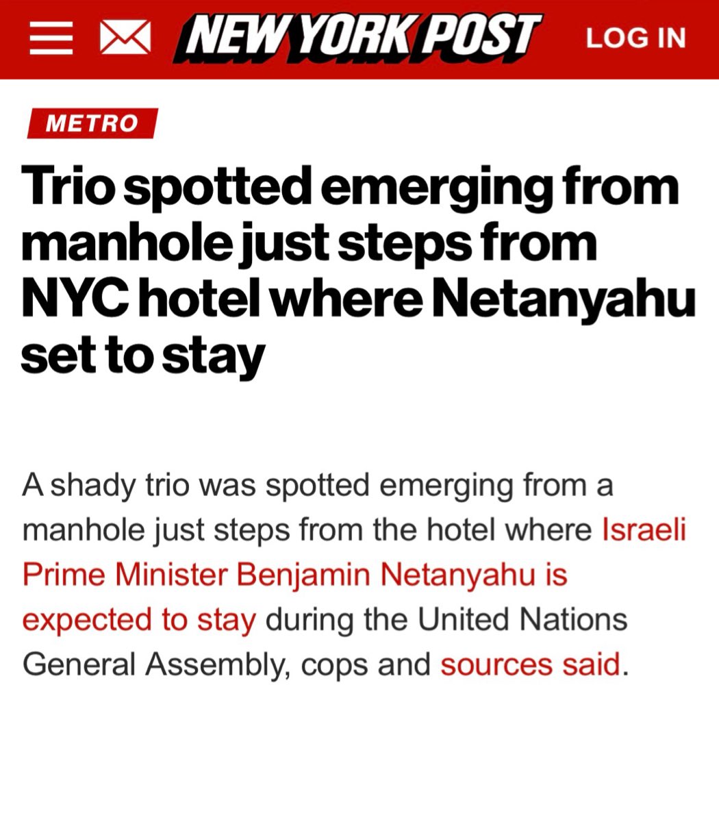 ImperiumFirst's tweet photo. > 3 “unidentified people” emerge from sewer
> It’s literally right outside Netanyahu’s hotel

Bro you can’t make this shit up lmao https://t.co/pXWikx20Mj