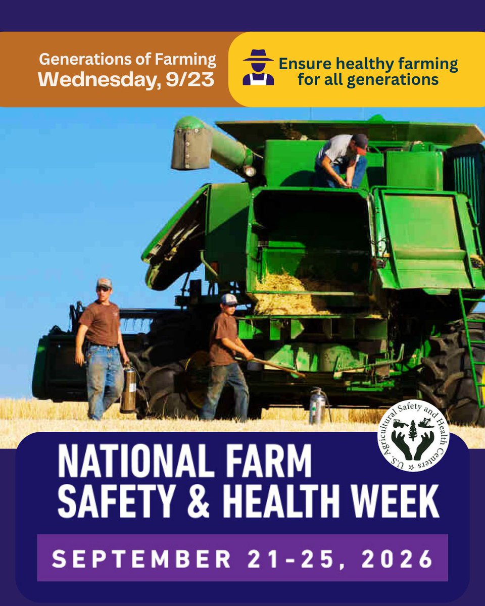 PNASHCenter's tweet photo. 👨‍🌾 Young people can gain valuable skills through agricultural work, but safety should always come first. Find resources for parents, supervisors, and employers and support safe work practices for youth in agriculture.

Learn more: https://t.co/VYLPBJyGaW

#NFSHW26  #FarmSafety https://t.co/UFqBF3P1Ie