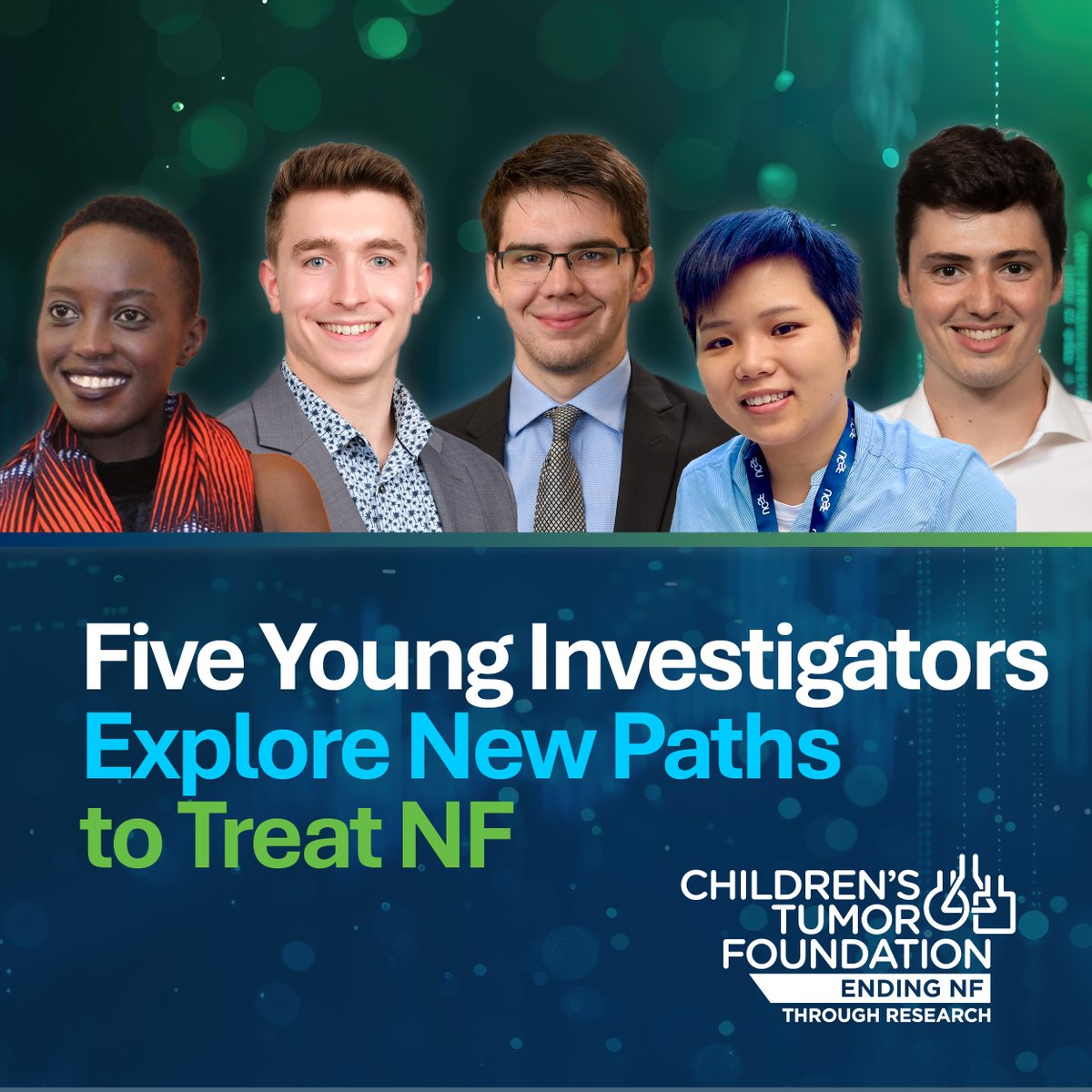 ChildrensTumor's tweet photo. Five early-career scientists. Five new paths toward treating NF. Our latest Young Investigator Awards fund research into treatment resistance, immune evasion, SWN pain, cognitive impairment in NF1..and more! 🔗 https://t.co/bQS28jCZpy
#EndNF https://t.co/sK92N3Jg42