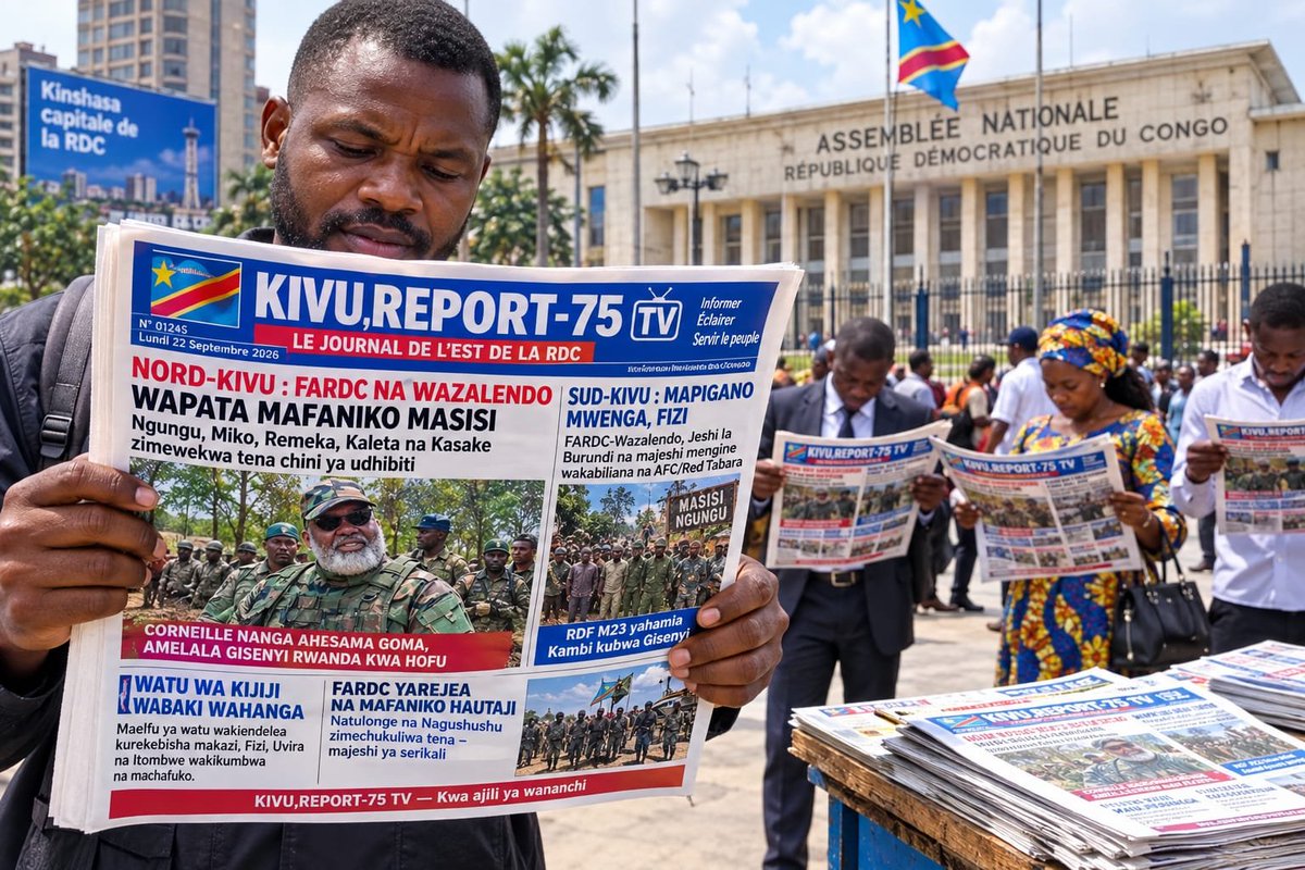 KIVUREPORT75TV's tweet photo. KIVUREPORT-75 TV Magazeti toleo la 23.Septmber 2026. #Goma Bukavu. https://t.co/JZWE3gUv6u