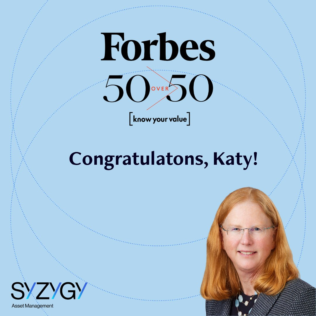 SyzygyAssetMgmt's tweet photo. We’re thrilled to congratulate Katrina “Katy” Sherrerd on being named to the 2026 @Forbes  50 Over 50: Investment list!

This well-deserved recognition celebrates a career defined by leadership, innovation, and a deep commitment to advancing the investment profession. Throughout her career, Katy has championed groundbreaking investment research, continuous education, and the power of strong cultures to create better outcomes for investors and organizations alike.

And while this recognition honors an extraordinary body of work, we’re especially excited about what comes next.

Syzygy Asset Management represents a new chapter. One built on the experience, perspective, and conviction Katy has developed over decades, with the freedom to apply those lessons in new ways. It’s a fitting reminder that a remarkable career isn’t only about what you’ve accomplished, but also about what those accomplishments make possible next.

We are proud to have Katy lead Syzygy at its beginning and to see where this next chapter takes us.

Congratulations, Katy!

Read the full Forbes 50 Over 50: Investment list: https://t.co/bMUuX1wUcd

#Forbes50Over50 #SyzygyAssetManagement #InvestmentManagement #Leadership #WomenInFinance

https://t.co/3eJWL1zpug
