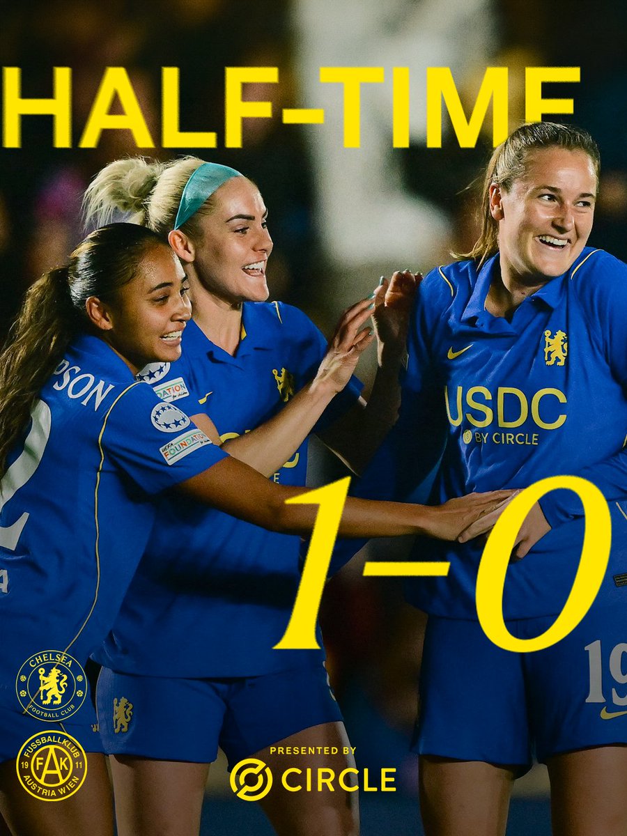 ChelseaFCW's tweet photo. In charge at the break. 🤝

#UWCL https://t.co/53Bsv2B5Lq