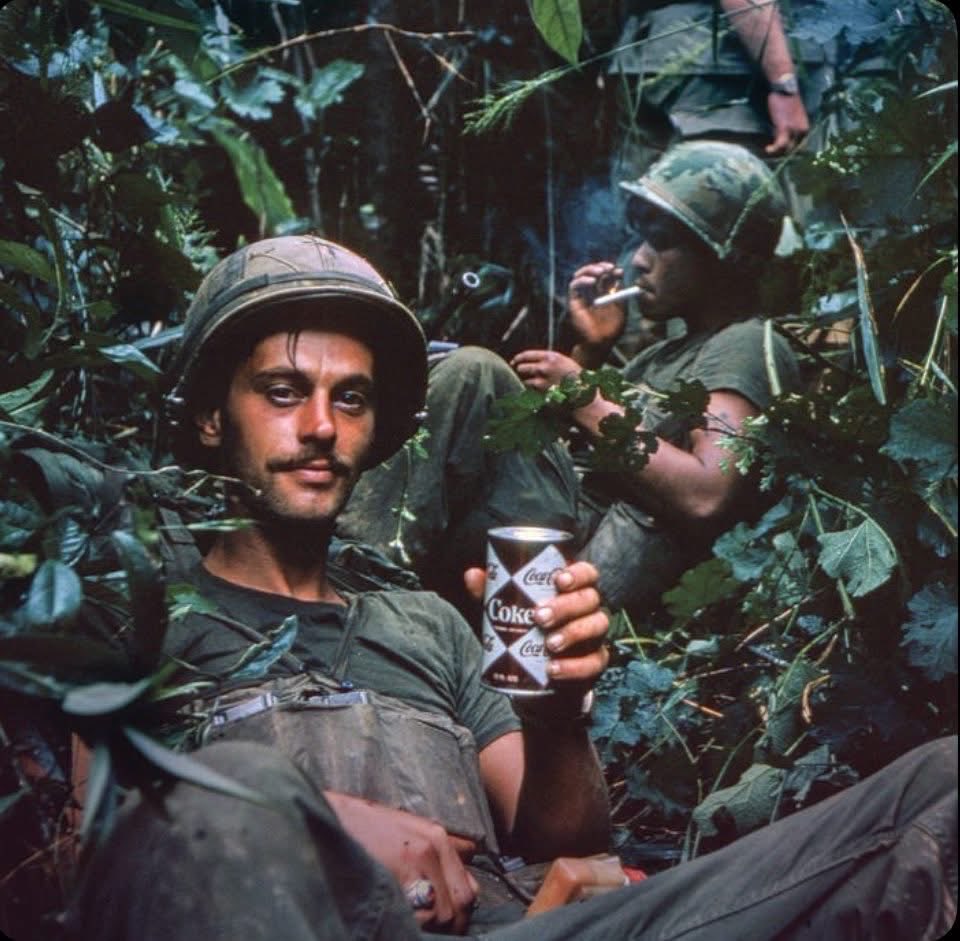 VoicesfromNam's tweet photo. U.S. Army infantrymen taking a much needed break in the jungle following an all night ambush patrol.

The small things can make a difference, especially if you’re in the suck.

South Vietnam 1968. https://t.co/qAn6djhYez