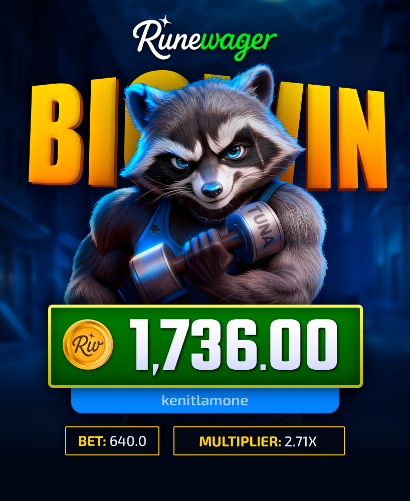Runewagercom's tweet photo. kenitlamone hit $1,736 with a 2.71x multiplier on Midnight Bandits! 🦝🌙

He gets $5 just for this big play!

🔁 + RW for a chance to win 💸 https://t.co/qxa63soFir