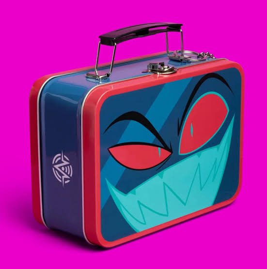 ClawsFurHire's tweet photo. It will never be unfunny whenever a Hellaverse fan claims "Minors shouldn't be in this fanbase, this is an ADULT show!!!" meanwhile the official merch has a coloring book and a fucking school lunchbox. 😭💔 https://t.co/xWoCkWnKjQ