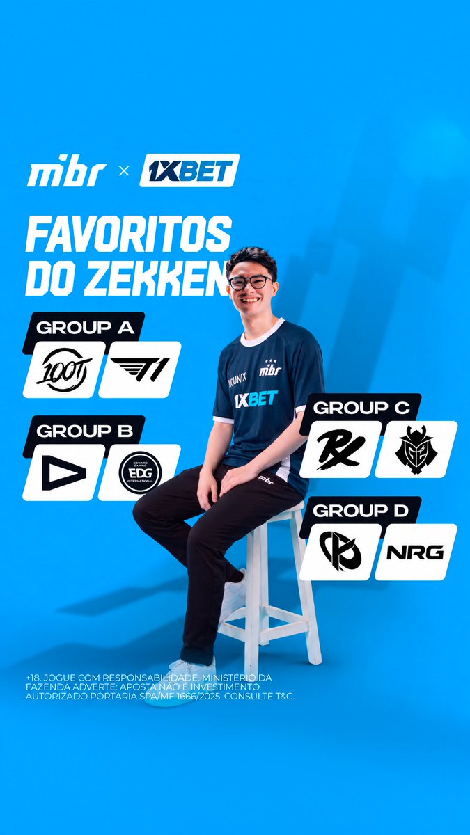 MIBR's tweet photo. A @1xBet_Esports quer saber quem vc 🫵 acha que serão os primeiros de cada grupo no Champions? 

Encontre os melhores mercados e acompanhe o torneio aqui: https://t.co/aSfWJqHhJD

Ministério da Fazenda Adverte: Aposta não é investimento. https://t.co/hhUUXMEzWh