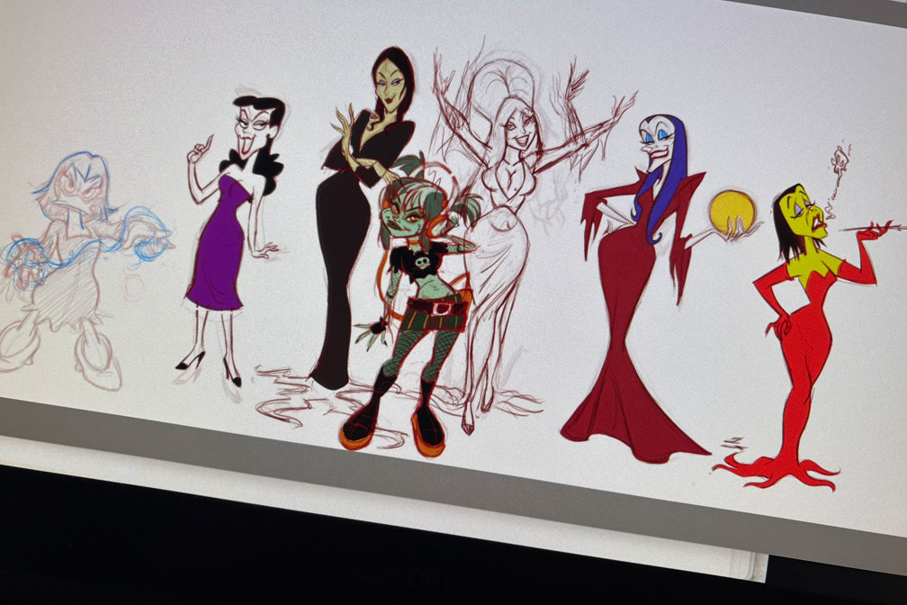 ElectricTiki's tweet photo. The Sisterhood of Mischief....RUFF WIP.
Hopefully more characters to be added.
#sketch #wip #horror #monster #goth #retro #cartoon #animation #divas #badgirl #halloween #morticiaaddams #magicadespell #natashafatale #carmellacreeper #bellalaghostly #elvira #mrsjevil https://t.co/cfvFQk6bmG