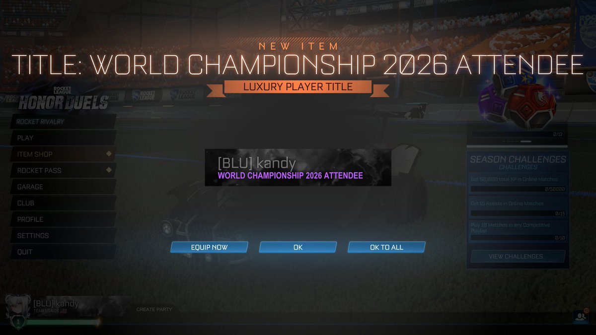 kandyttv's tweet photo. 🏎️ GIVEAWAY TIME 🏎️

I'm giving away 1 RLCS Worlds Attendee in-game title  and a Rocket Pass Premium!

To enter: 
• ♥️ Like this post 
• 🔁Retweet this post
• ✅ Follow @kandyttv 

Winner will be chosen at random on stream / DM'd on September 30th. Good luck!  #RLCS #Giveaway https://t.co/0qpUO8wpaG
