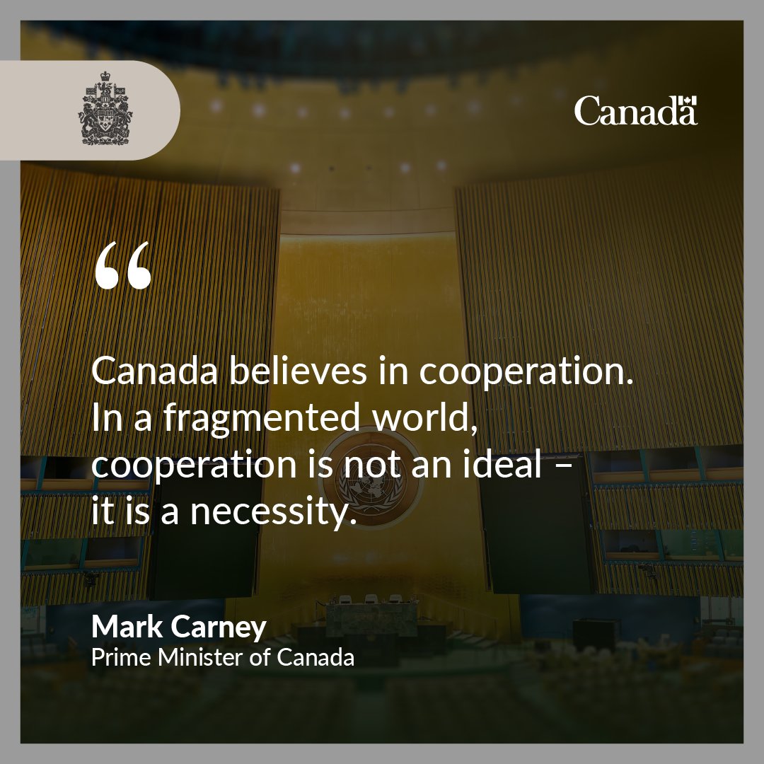 CanadianPM's tweet photo. Prime Minister Carney advances collective security, climate, and peace priorities at the 81st United Nations General Assembly: https://t.co/JawggIYPEY https://t.co/kvfDxqCzhJ
