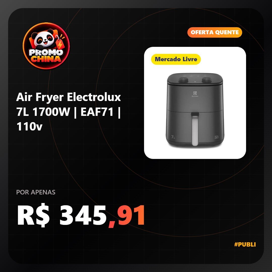 promochina_'s tweet photo. ⚡️ Air Fryer Electrolux 7L 1700W | EAF71 | 110v
💲 R$ 345,91 
🛒 Cupom: CORREAQUI
🔗 https://t.co/uRRxiqFRps https://t.co/KT94iOpn08