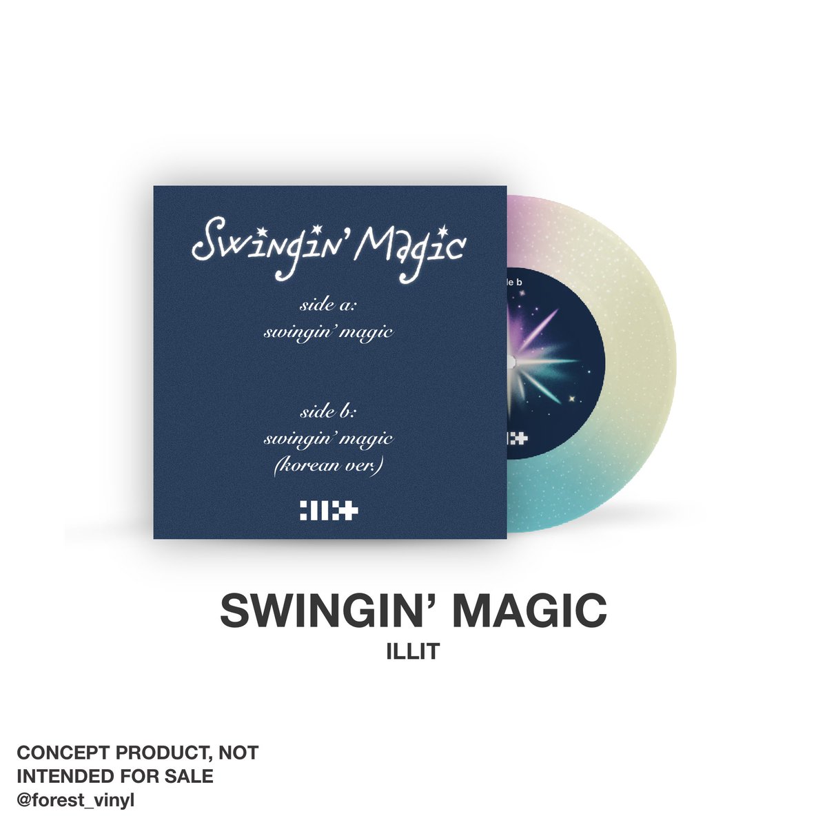 forest_vinyl's tweet photo. ILLIT - Swingin’ Magic ✨🌈
+ Korean Ver.
Pressed on pink/yellow/cyan glitter 7” vinyl
@ILLIT_twt 
#Swingin_Magic #illit #kpop #vinyl #vinylconcept https://t.co/L5UlHh7wEe