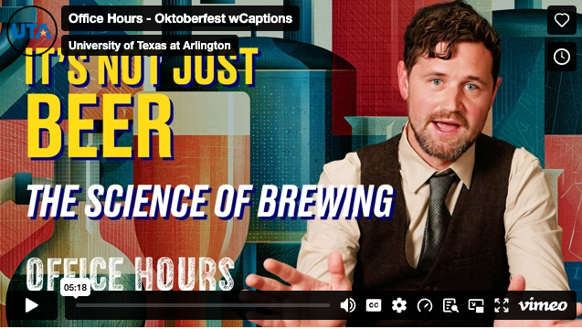 UTArlington's tweet photo. Don't miss our latest Office Hours video series: It's Not Just Beer ... With Oktoberfest upon us, we thought it would be a great time to talk the science of brewing and let you in on exciting news about what's on tap at UTA!
📽️ https://t.co/m3snFBRypJ https://t.co/4a4pUfTeNm