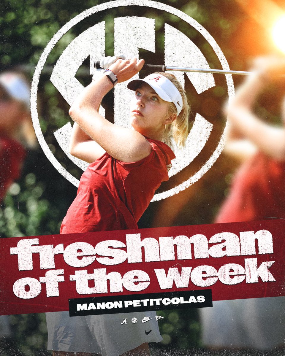 AlabamaWGolf's tweet photo. Pretty good collegiate debut for Manon!

Your SEC Freshman of the Week! #RollTide https://t.co/mp9owUAU9V