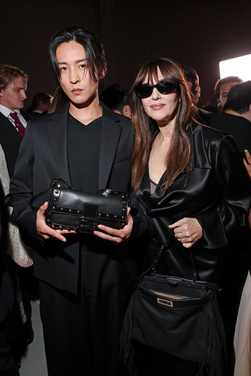 lavoirmagazine's tweet photo. A full house at Fendi today, as House ambassadors Ren Meguro, Mina and Bang Chan, joined by Monica Bellucci and Yara Shahidi, took the front row at the Fendi Spring/Summer 2027 show. https://t.co/HDZrDMkoa0